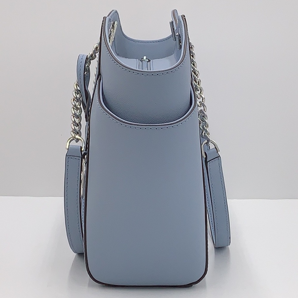 MICHAEL KORS LARGE CHAIN SHOULDER TOTE PALE BLUE COLOR - Picture 13 of 16